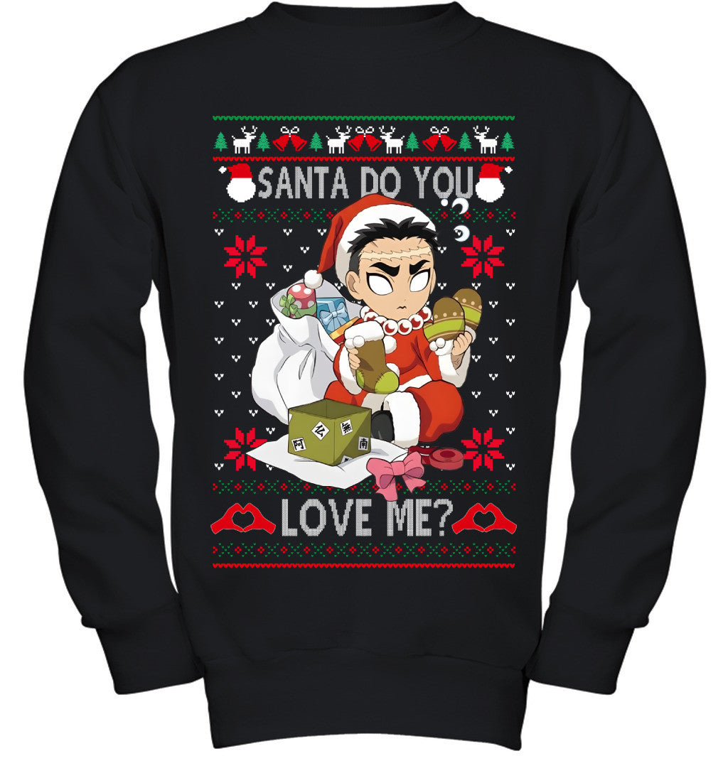 Gyomei Himejima Demon Slayer Santa Do You Love Me Ugly Christmas T-Shirt