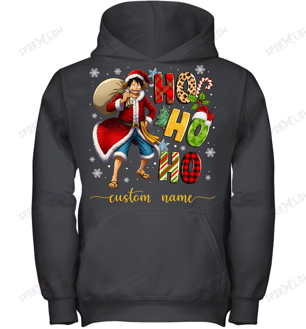 Monkey D. Luffy Christmas Ho Ho Ho Custom Name Graphic T-shirt