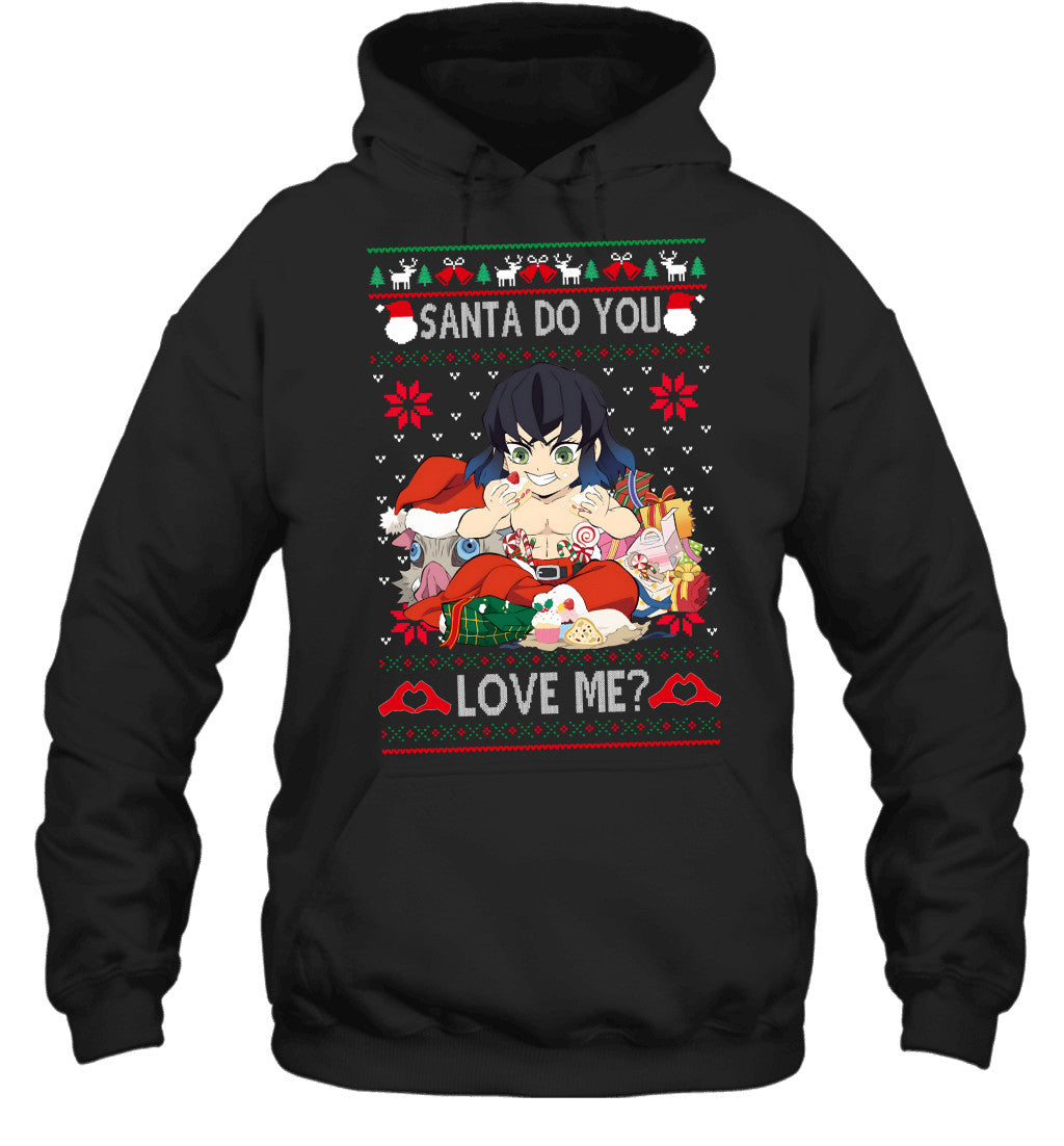 Inosuke Hashibira Demon Slayer Santa Do You Love Me Ugly Christmas T-Shirt