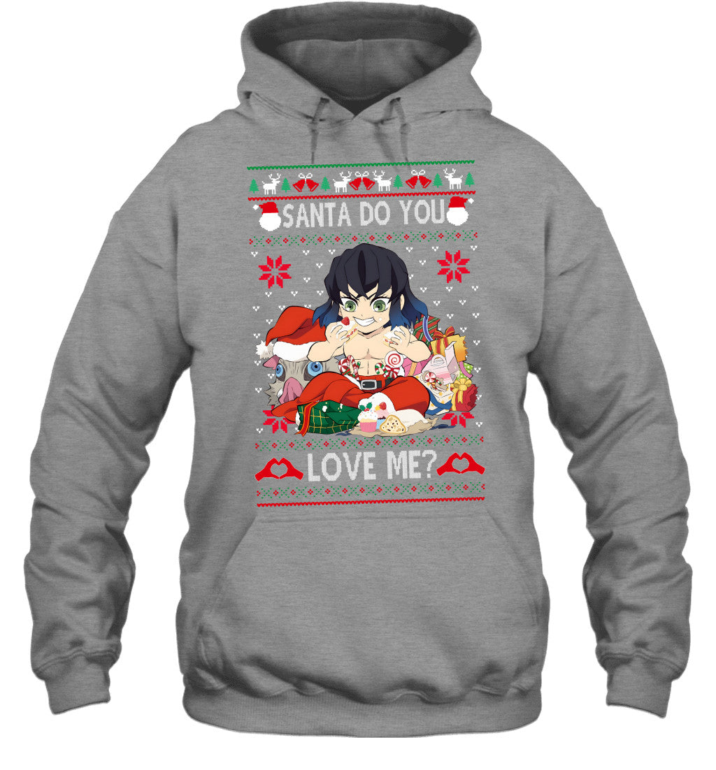 Inosuke Hashibira Demon Slayer Santa Do You Love Me Ugly Christmas T-Shirt