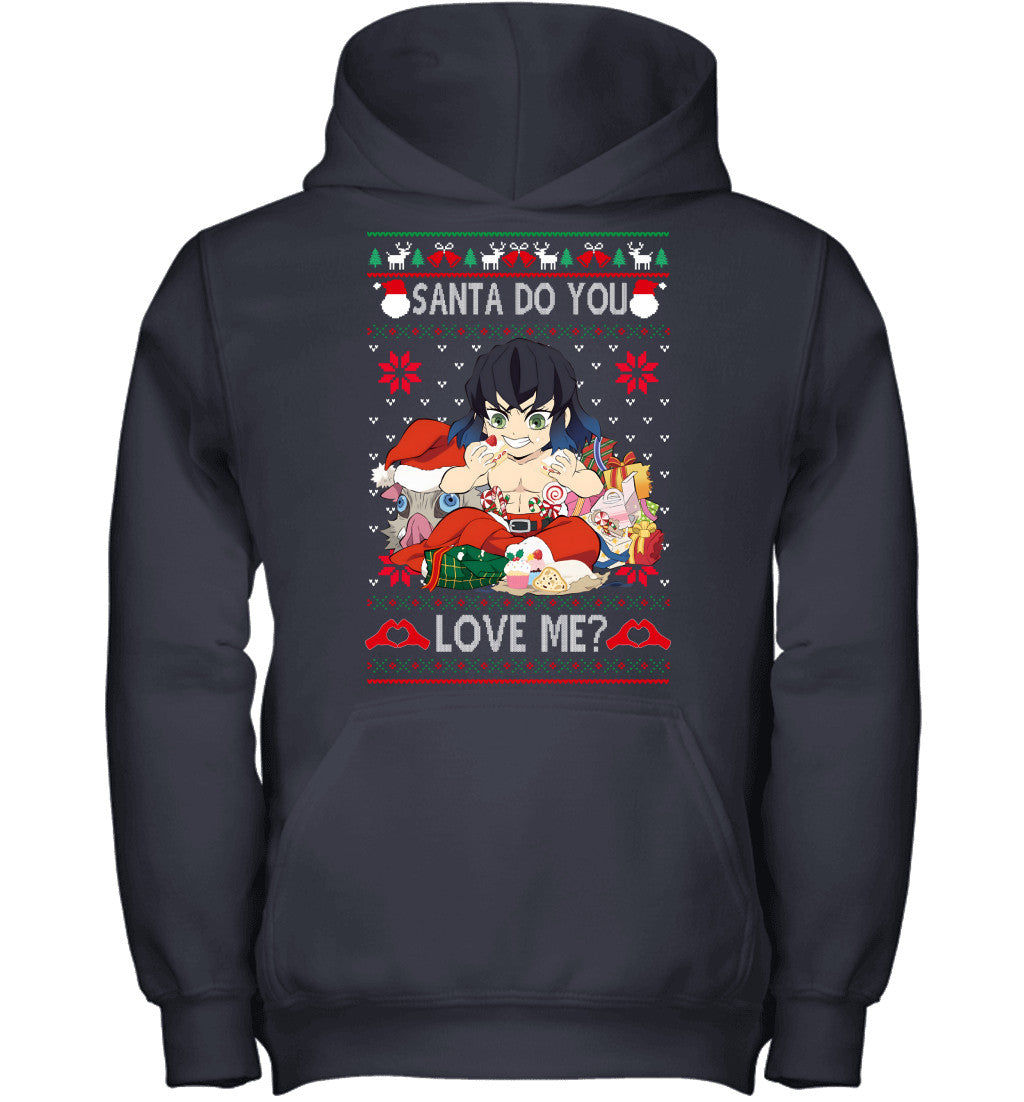 Inosuke Hashibira Demon Slayer Santa Do You Love Me Ugly Christmas T-Shirt