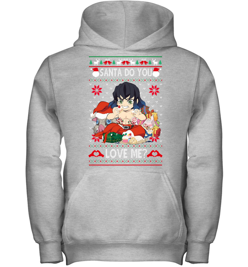 Inosuke Hashibira Demon Slayer Santa Do You Love Me Ugly Christmas T-Shirt