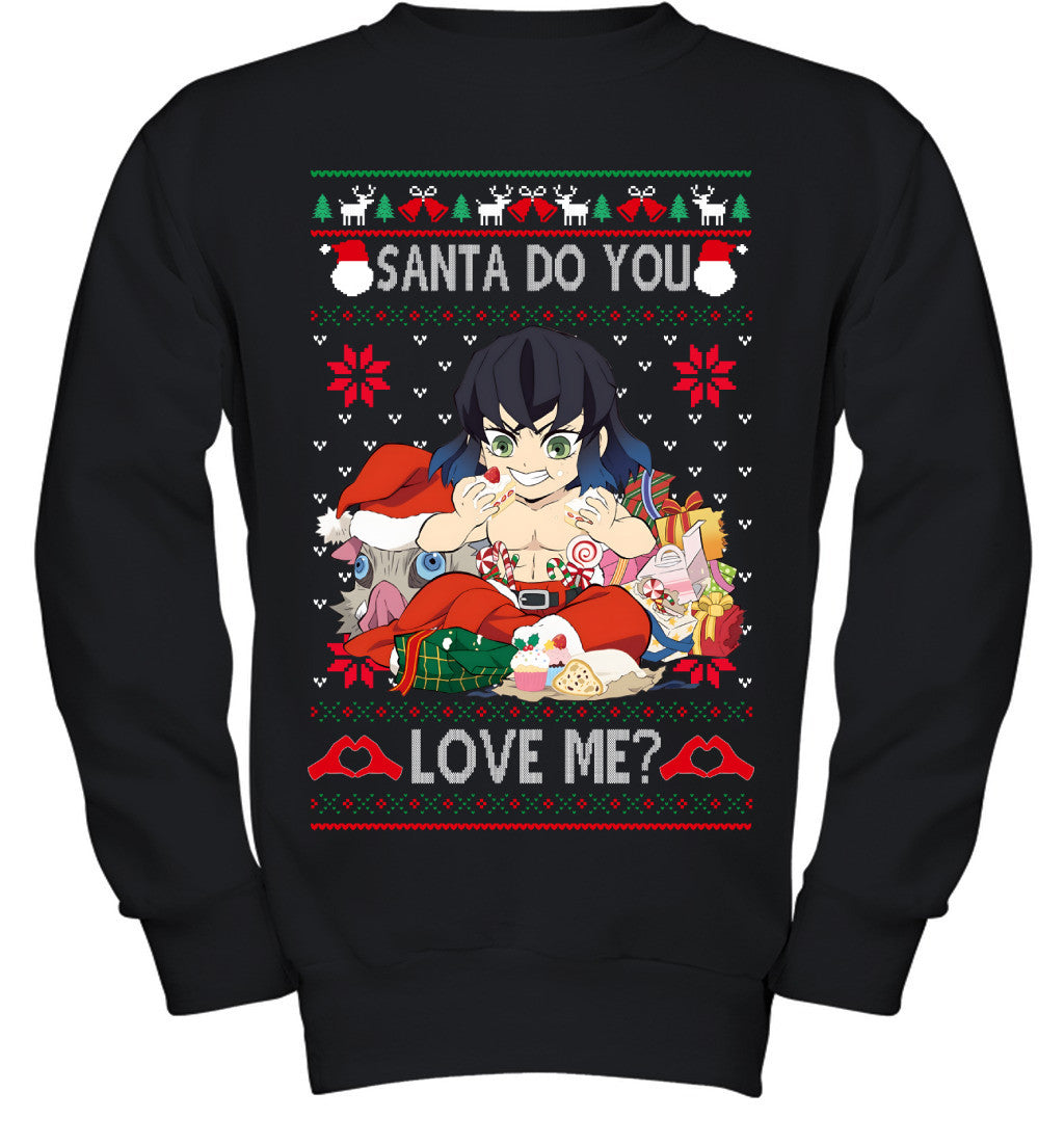 Inosuke Hashibira Demon Slayer Santa Do You Love Me Ugly Christmas T-Shirt