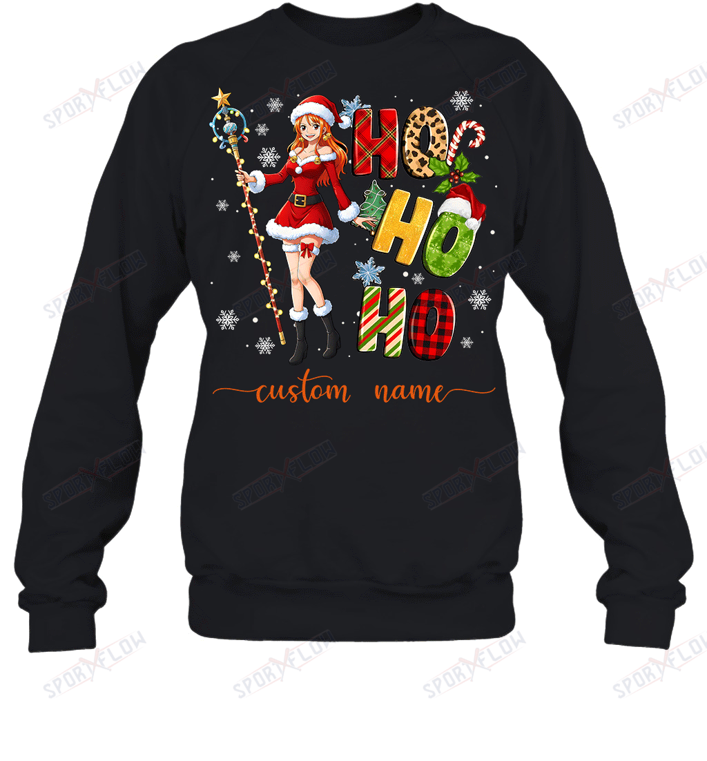 Nami Christmas Ho Ho Ho Custom Name Graphic T-shirt