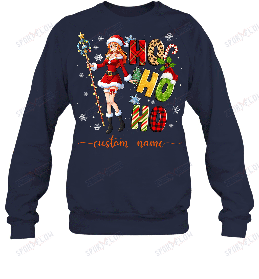 Nami Christmas Ho Ho Ho Custom Name Graphic T-shirt