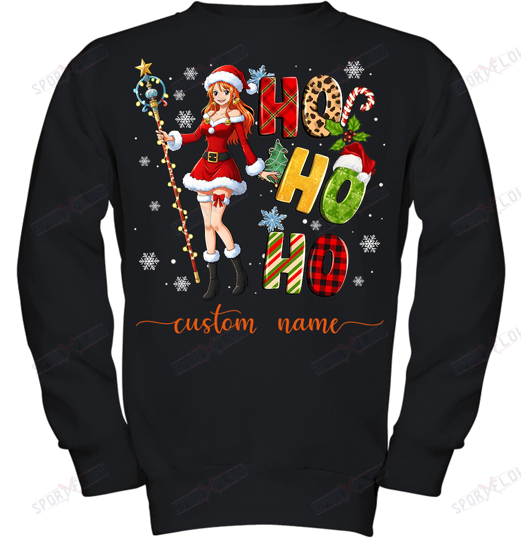 Nami Christmas Ho Ho Ho Custom Name Graphic T-shirt