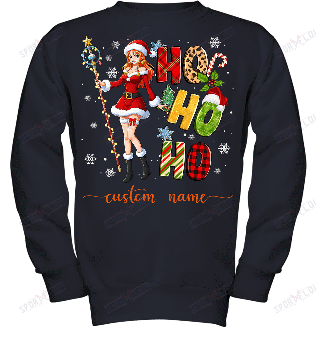 Nami Christmas Ho Ho Ho Custom Name Graphic T-shirt