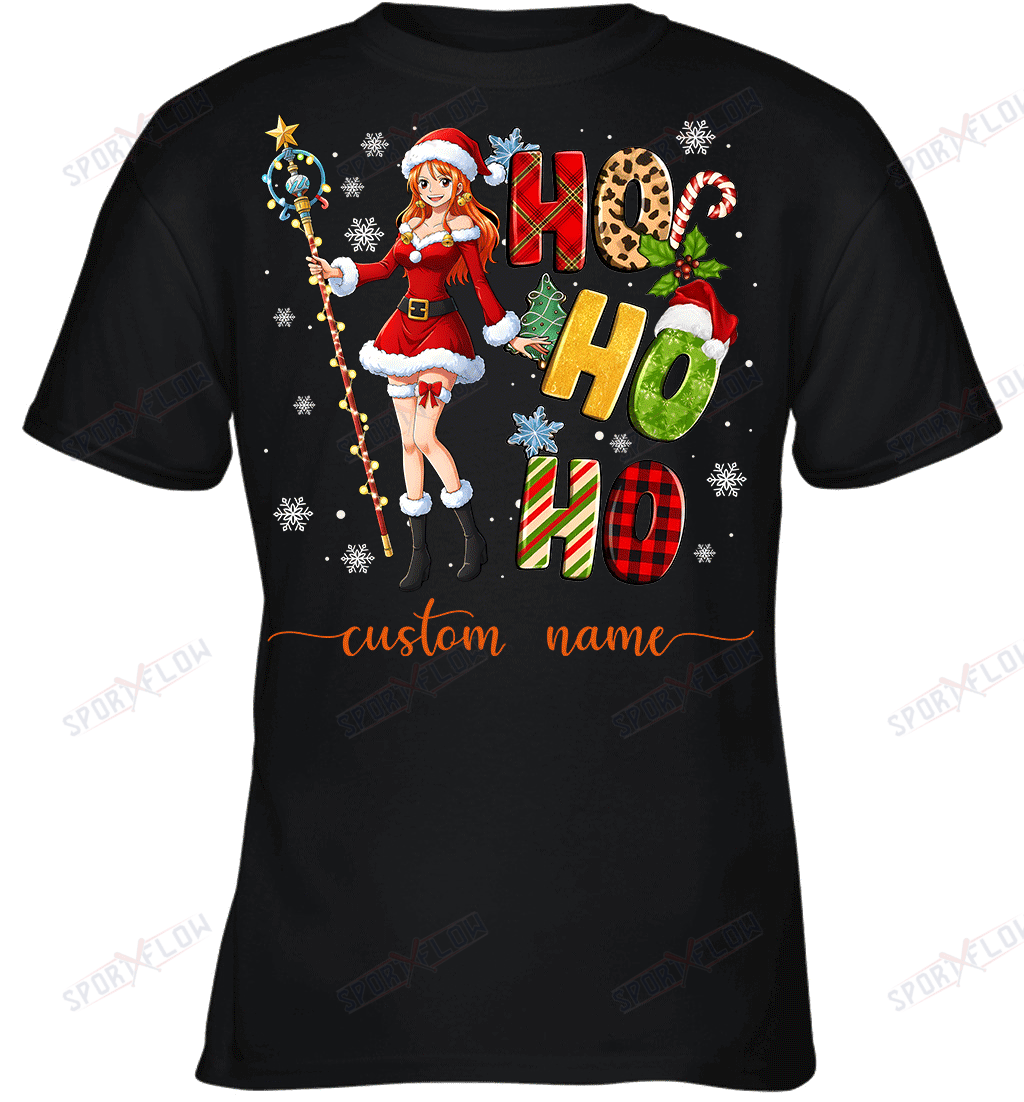Nami Christmas Ho Ho Ho Custom Name Graphic T-shirt