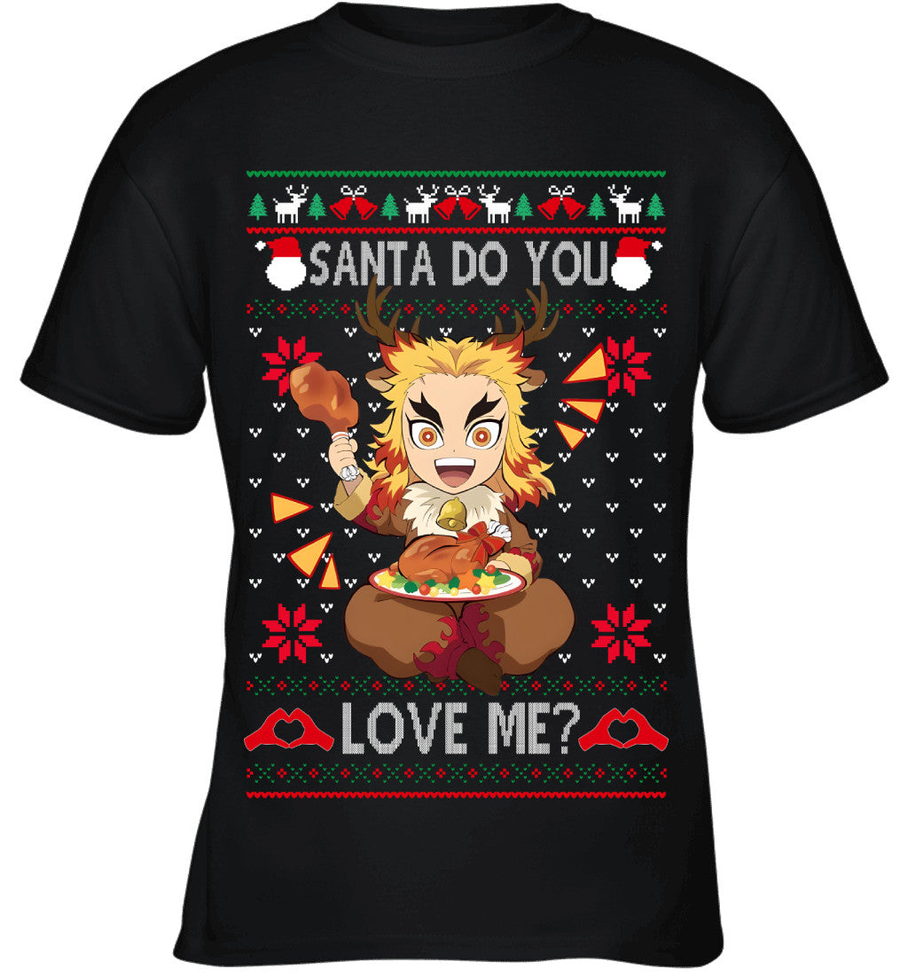 Kyojuro Rengoku Demon Slayer Santa Do You Love Me Ugly Christmas T-Shirt