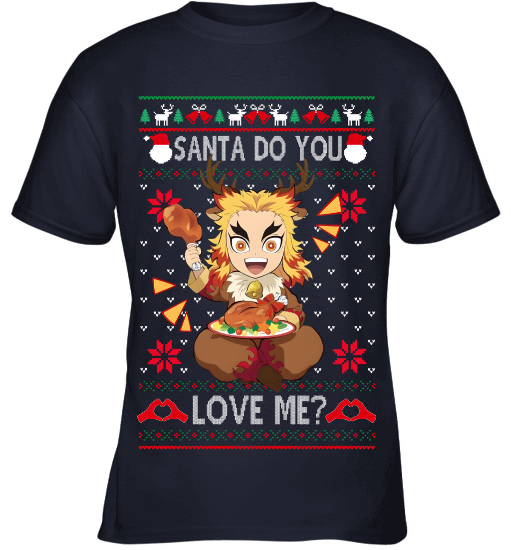 Kyojuro Rengoku Demon Slayer Santa Do You Love Me Ugly Christmas T-Shirt