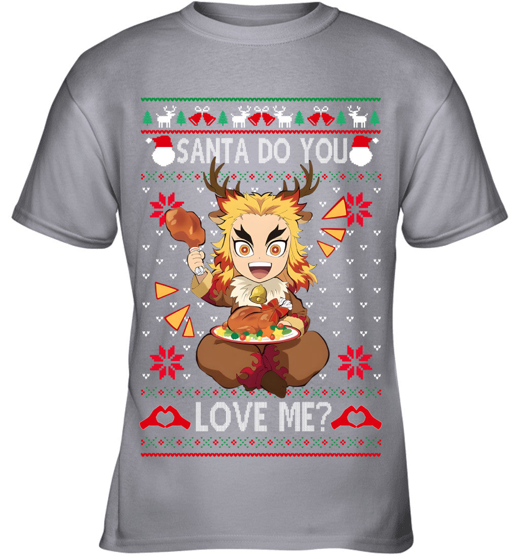 Kyojuro Rengoku Demon Slayer Santa Do You Love Me Ugly Christmas T-Shirt