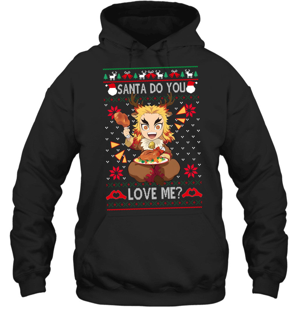 Kyojuro Rengoku Demon Slayer Santa Do You Love Me Ugly Christmas T-Shirt