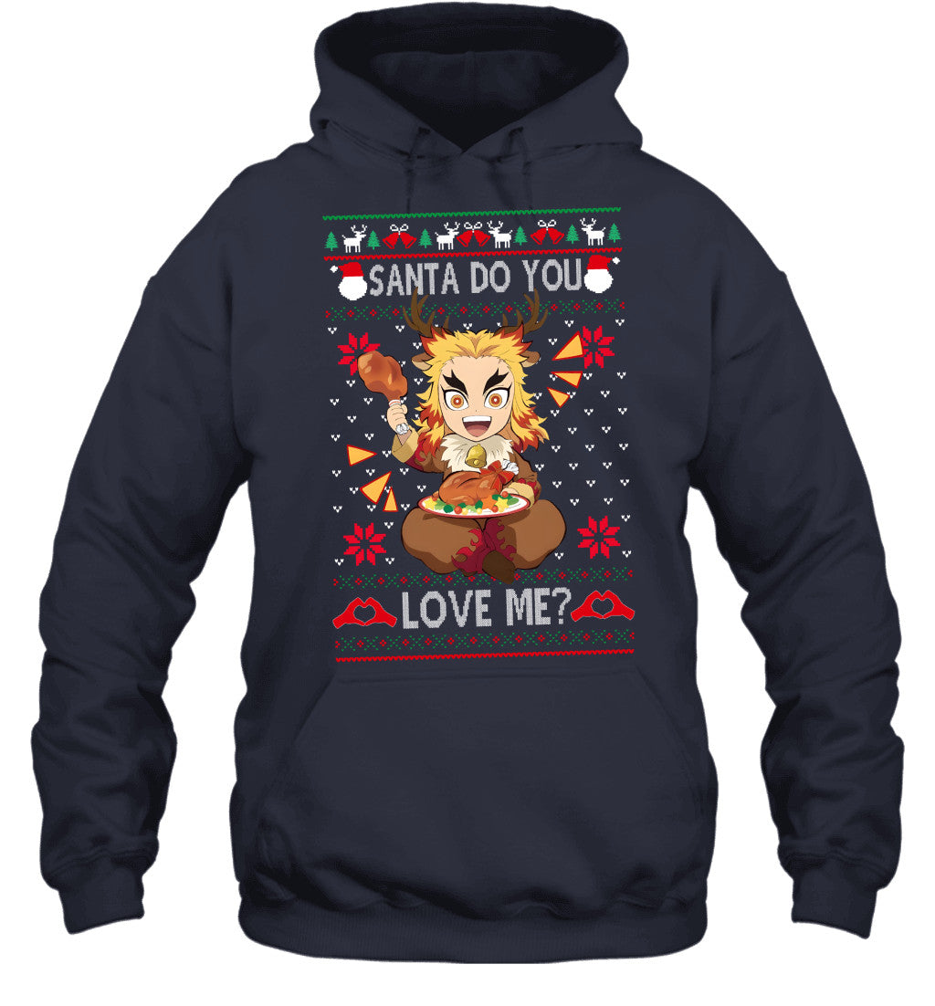 Kyojuro Rengoku Demon Slayer Santa Do You Love Me Ugly Christmas T-Shirt
