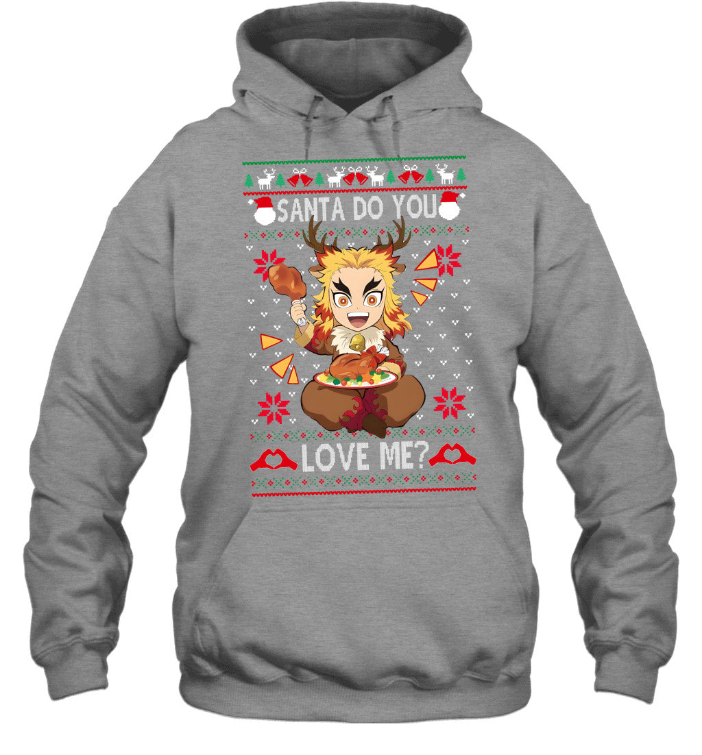 Kyojuro Rengoku Demon Slayer Santa Do You Love Me Ugly Christmas T-Shirt