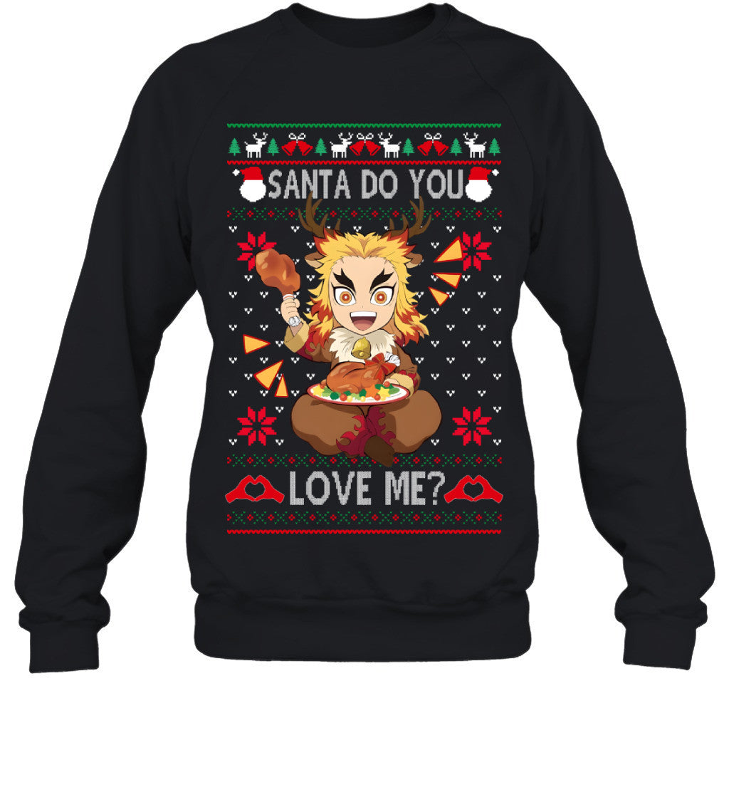 Kyojuro Rengoku Demon Slayer Santa Do You Love Me Ugly Christmas T-Shirt