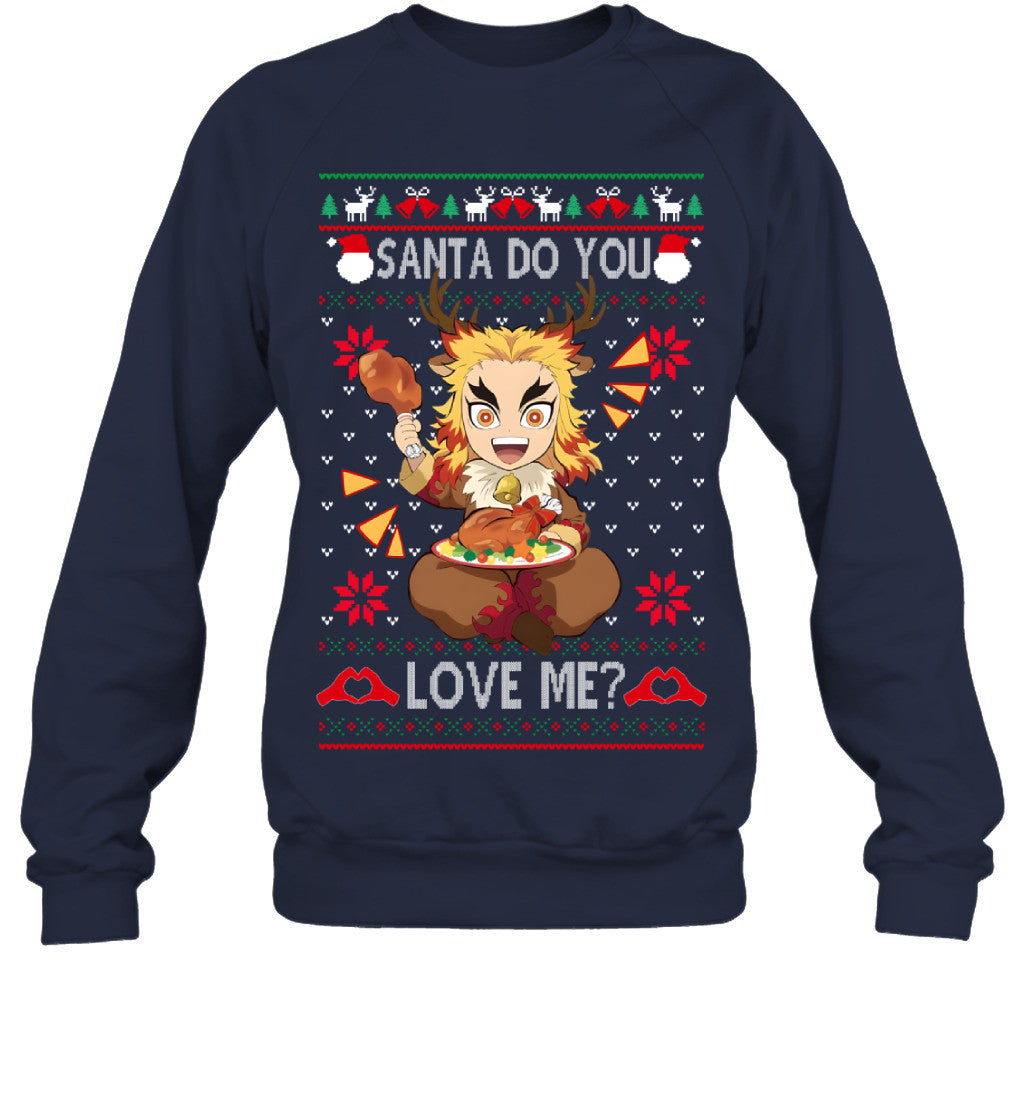 Kyojuro Rengoku Demon Slayer Santa Do You Love Me Ugly Christmas T-Shirt