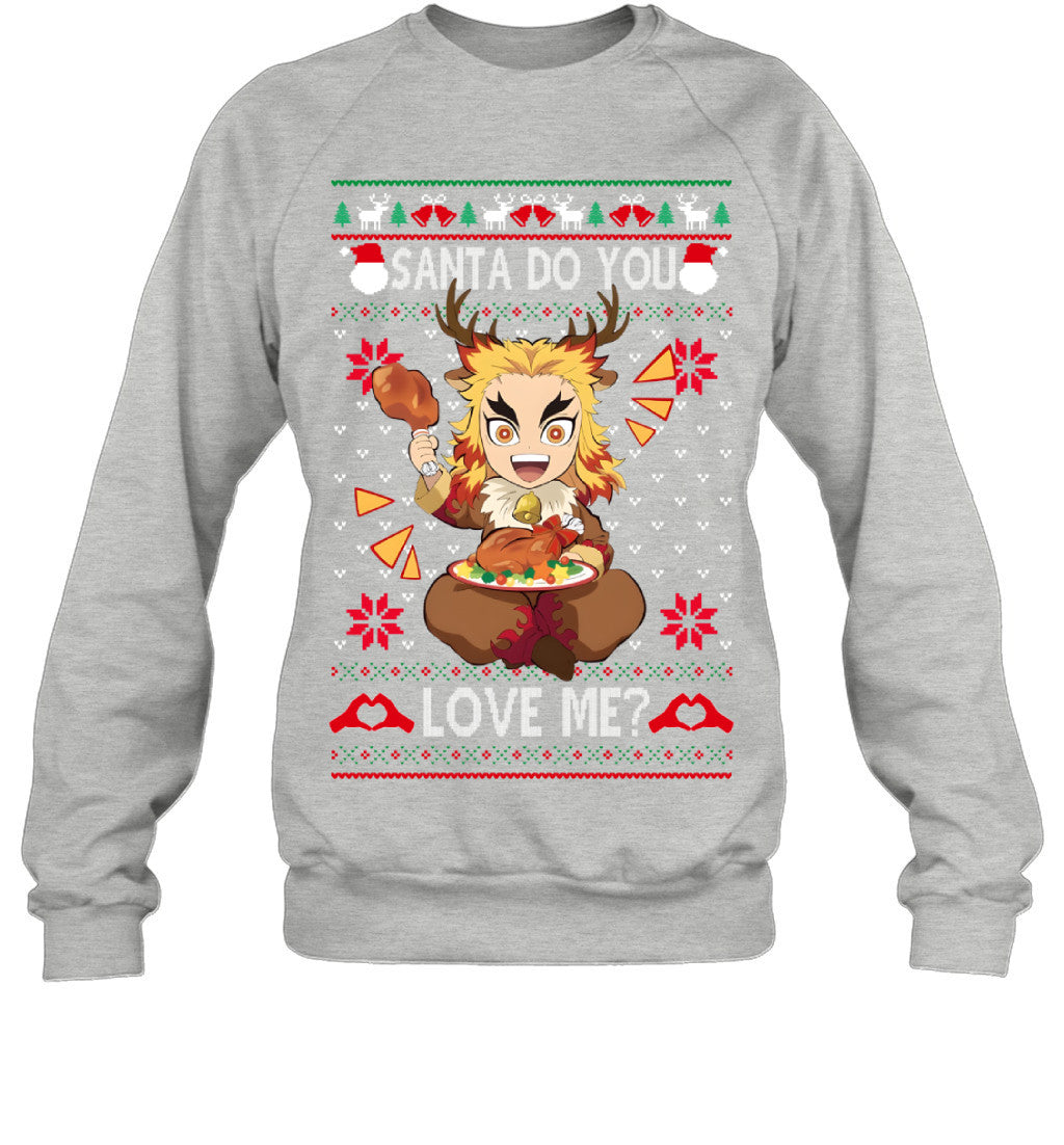 Kyojuro Rengoku Demon Slayer Santa Do You Love Me Ugly Christmas T-Shirt