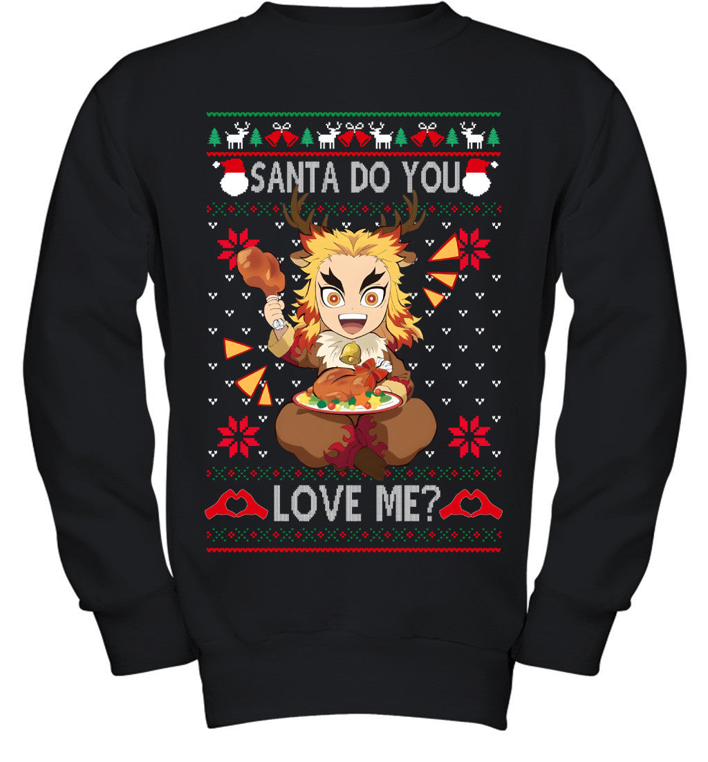 Kyojuro Rengoku Demon Slayer Santa Do You Love Me Ugly Christmas T-Shirt