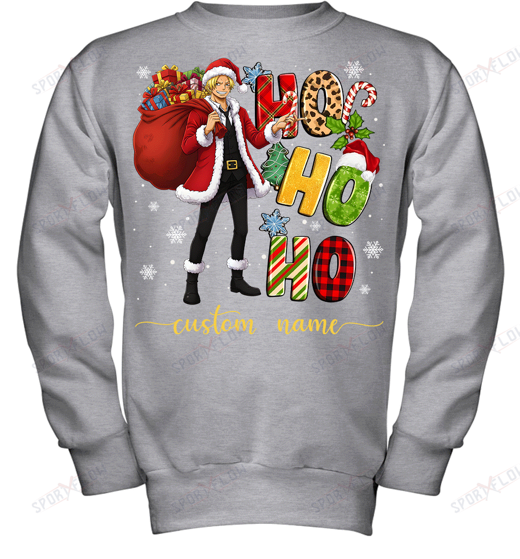Sanji Christmas Ho Ho Ho Custom Name Graphic T-shirt