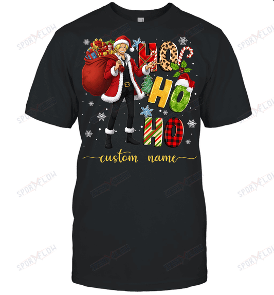 Sanji Christmas Ho Ho Ho Custom Name Graphic T-shirt