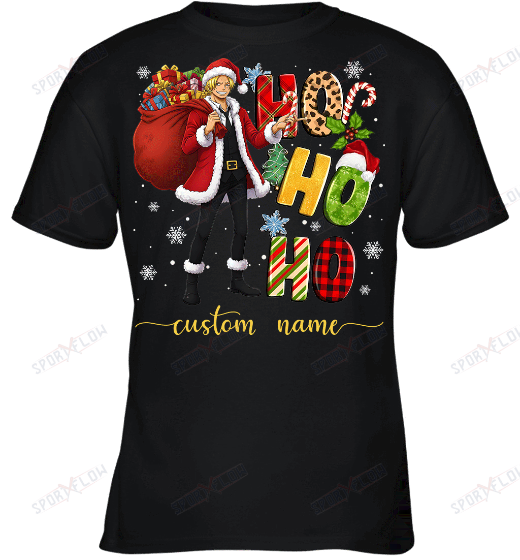Sanji Christmas Ho Ho Ho Custom Name Graphic T-shirt