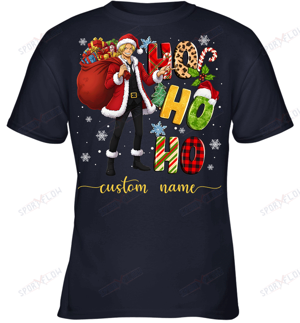 Sanji Christmas Ho Ho Ho Custom Name Graphic T-shirt