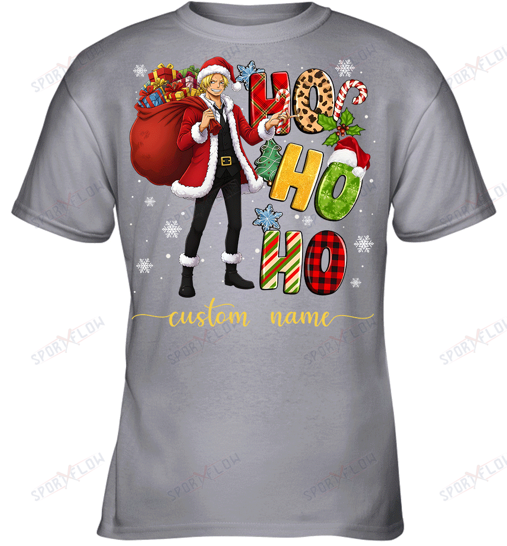 Sanji Christmas Ho Ho Ho Custom Name Graphic T-shirt