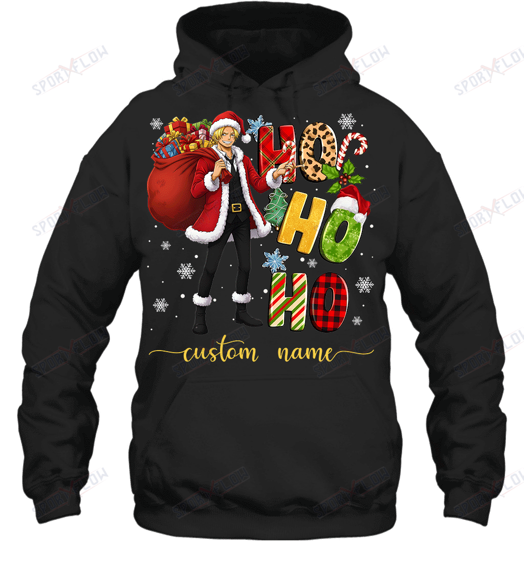 Sanji Christmas Ho Ho Ho Custom Name Graphic T-shirt