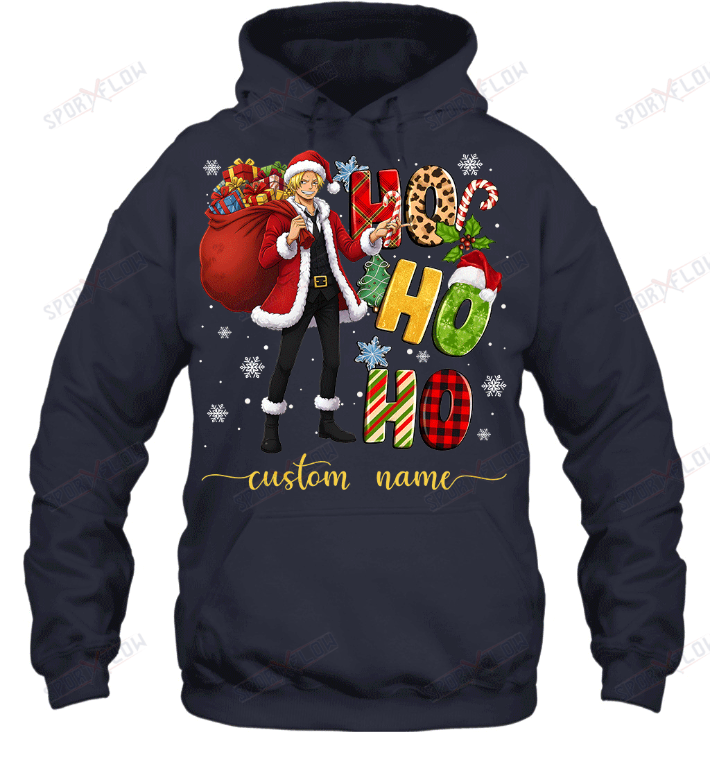 Sanji Christmas Ho Ho Ho Custom Name Graphic T-shirt