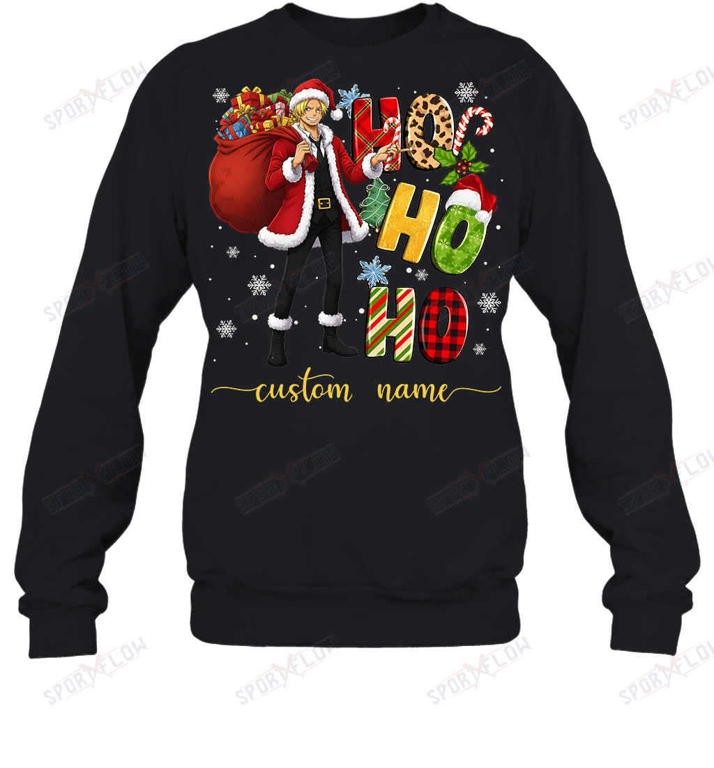 Sanji Christmas Ho Ho Ho Custom Name Graphic T-shirt