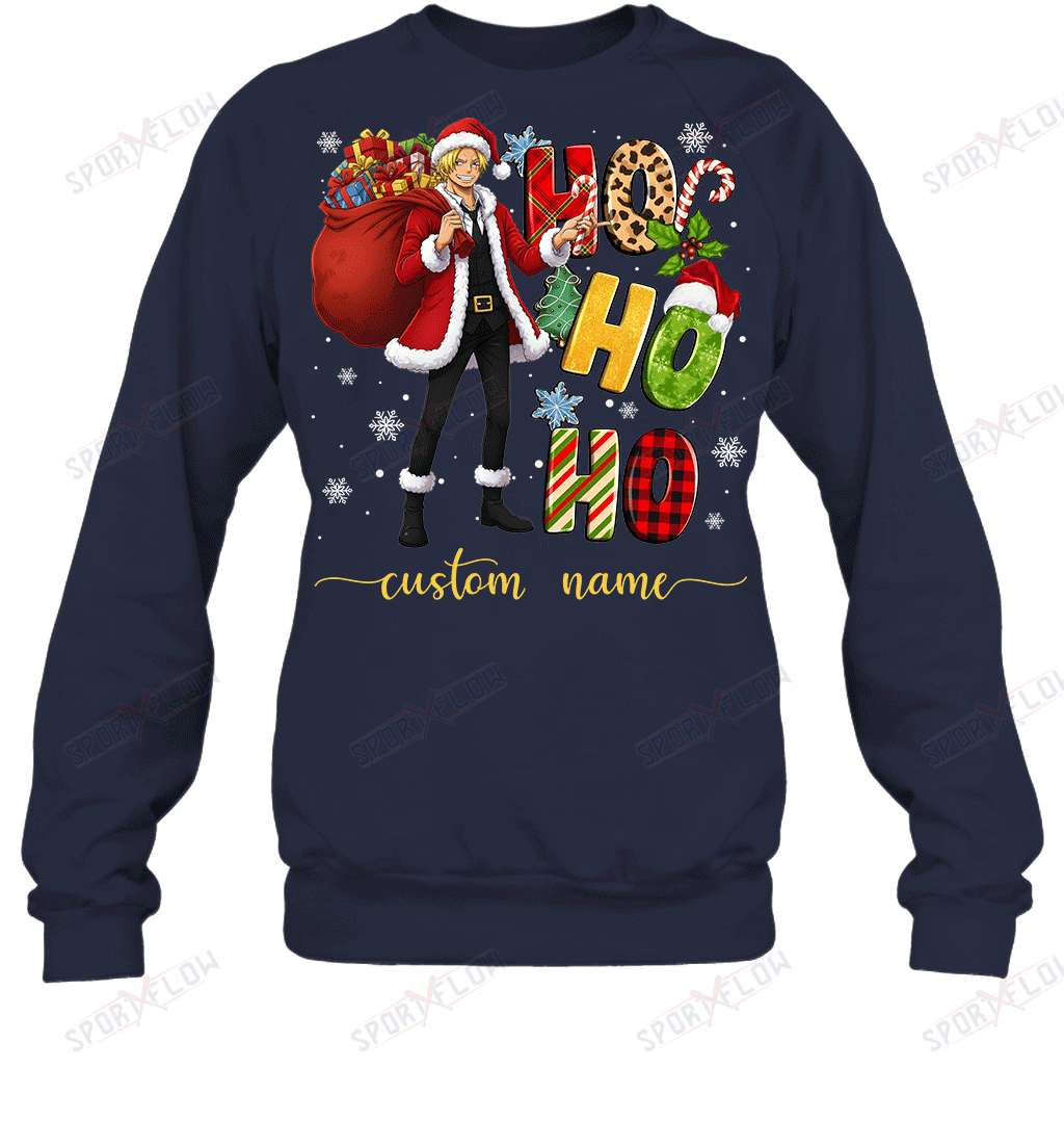 Sanji Christmas Ho Ho Ho Custom Name Graphic T-shirt