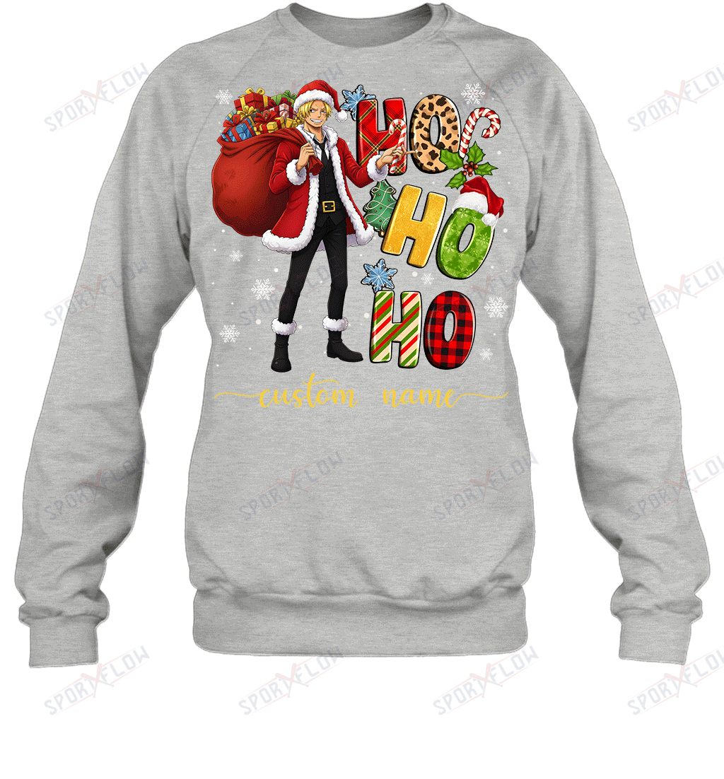 Sanji Christmas Ho Ho Ho Custom Name Graphic T-shirt
