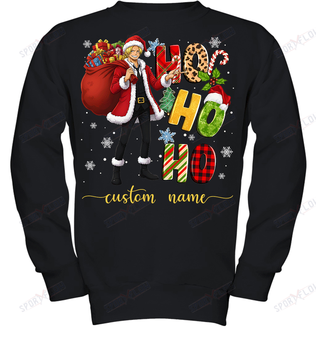 Sanji Christmas Ho Ho Ho Custom Name Graphic T-shirt