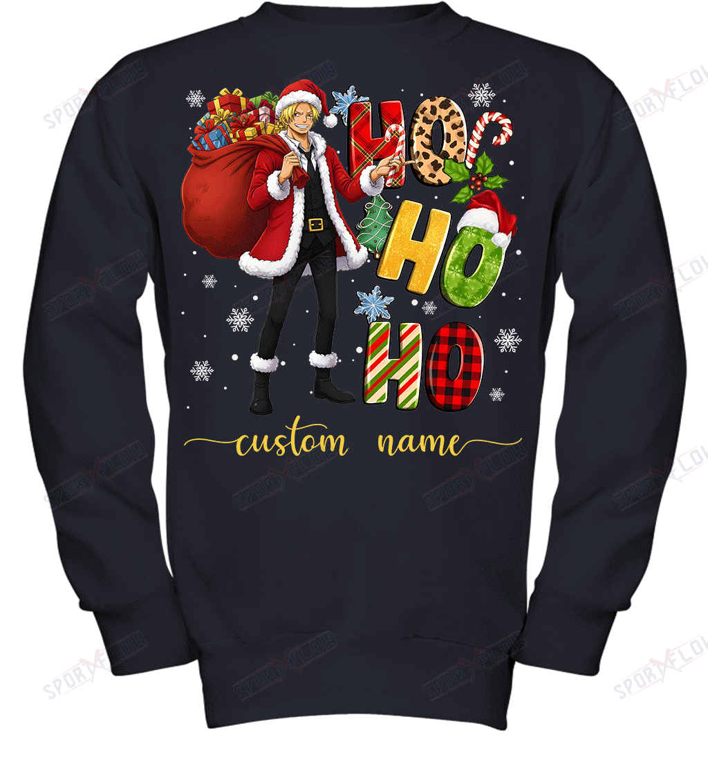 Sanji Christmas Ho Ho Ho Custom Name Graphic T-shirt
