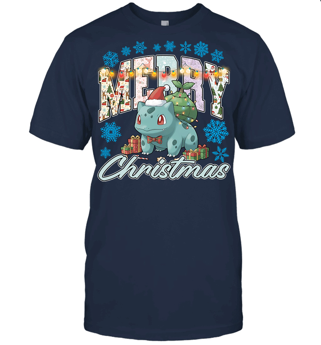 Bulbasaur Lights & Gifts Merry Christmas Graphic T-shirt