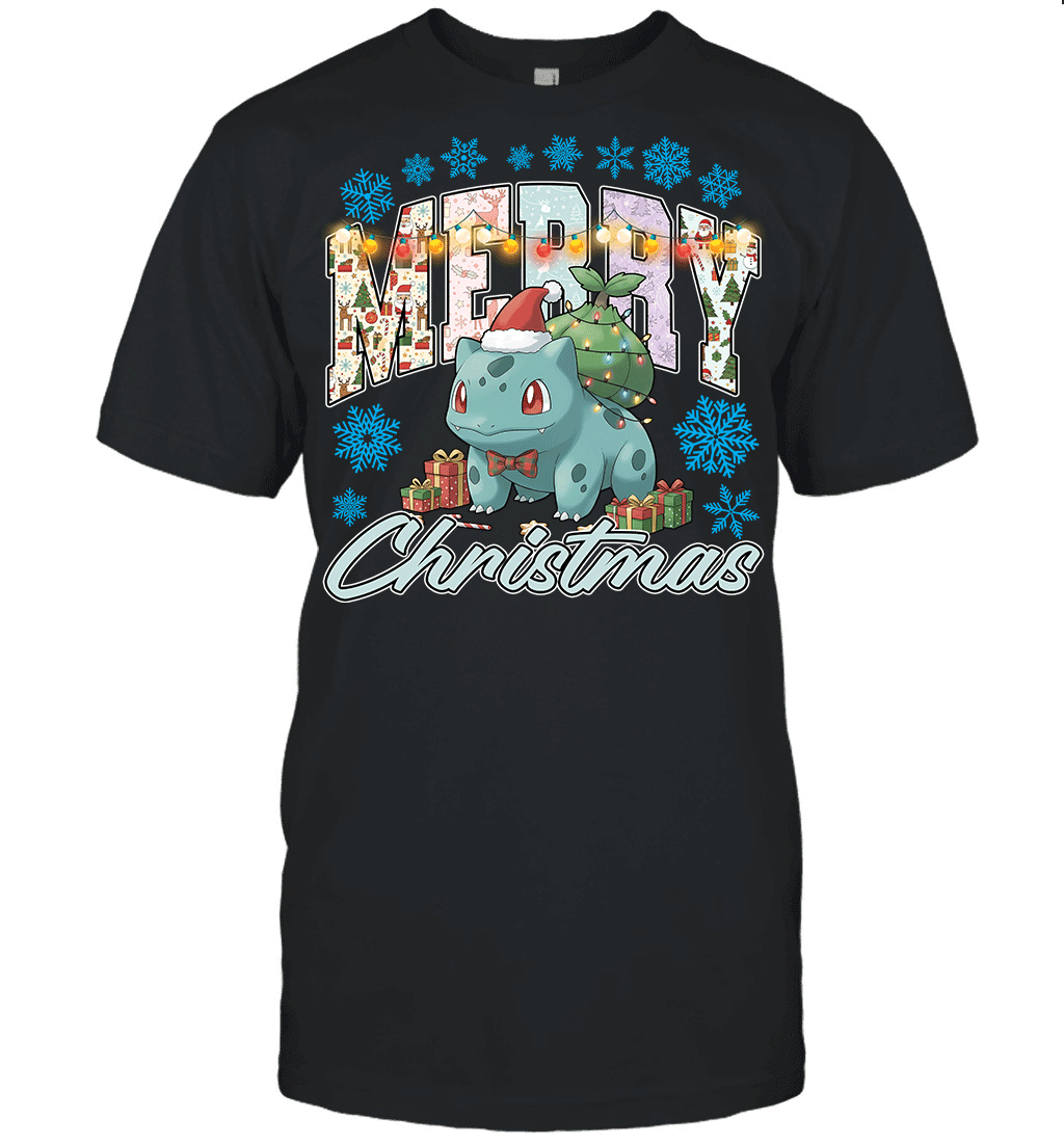 Bulbasaur Lights & Gifts Merry Christmas Graphic T-shirt