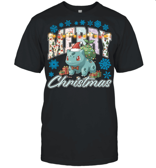 Bulbasaur Lights & Gifts Merry Christmas Graphic T-shirt