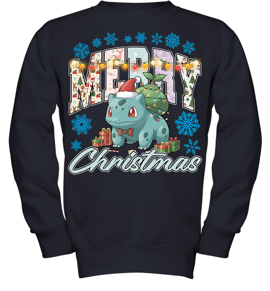 Bulbasaur Lights & Gifts Merry Christmas Graphic T-shirt