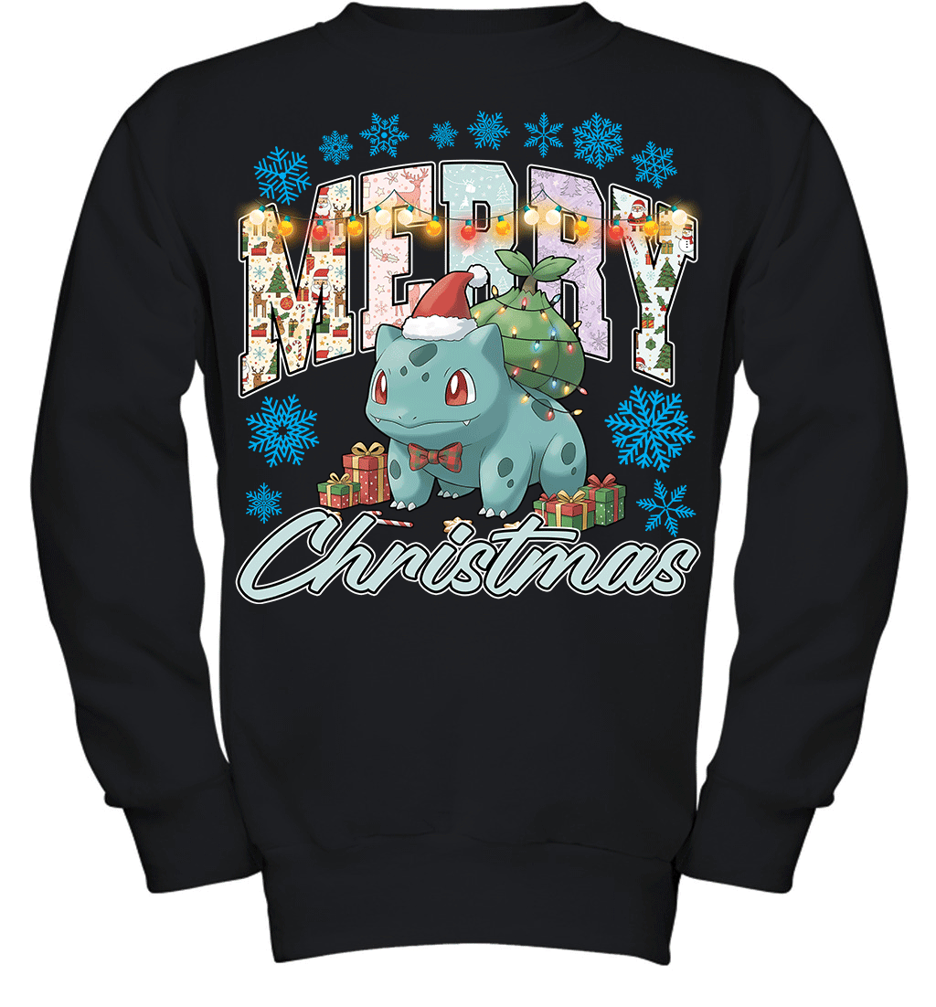 Bulbasaur Lights & Gifts Merry Christmas Graphic T-shirt