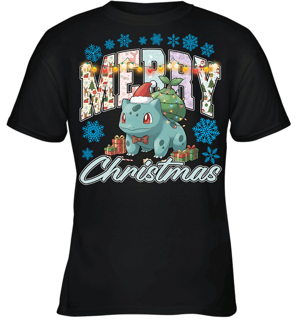 Bulbasaur Lights & Gifts Merry Christmas Graphic T-shirt