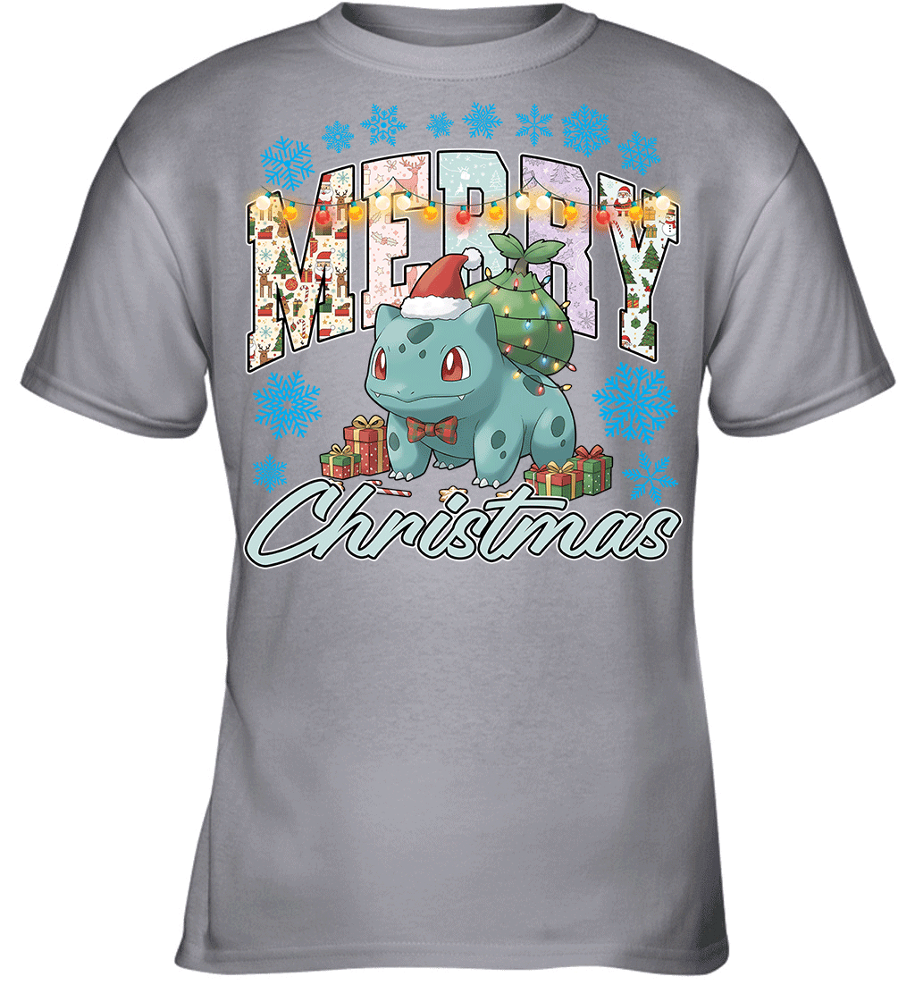 Bulbasaur Lights & Gifts Merry Christmas Graphic T-shirt