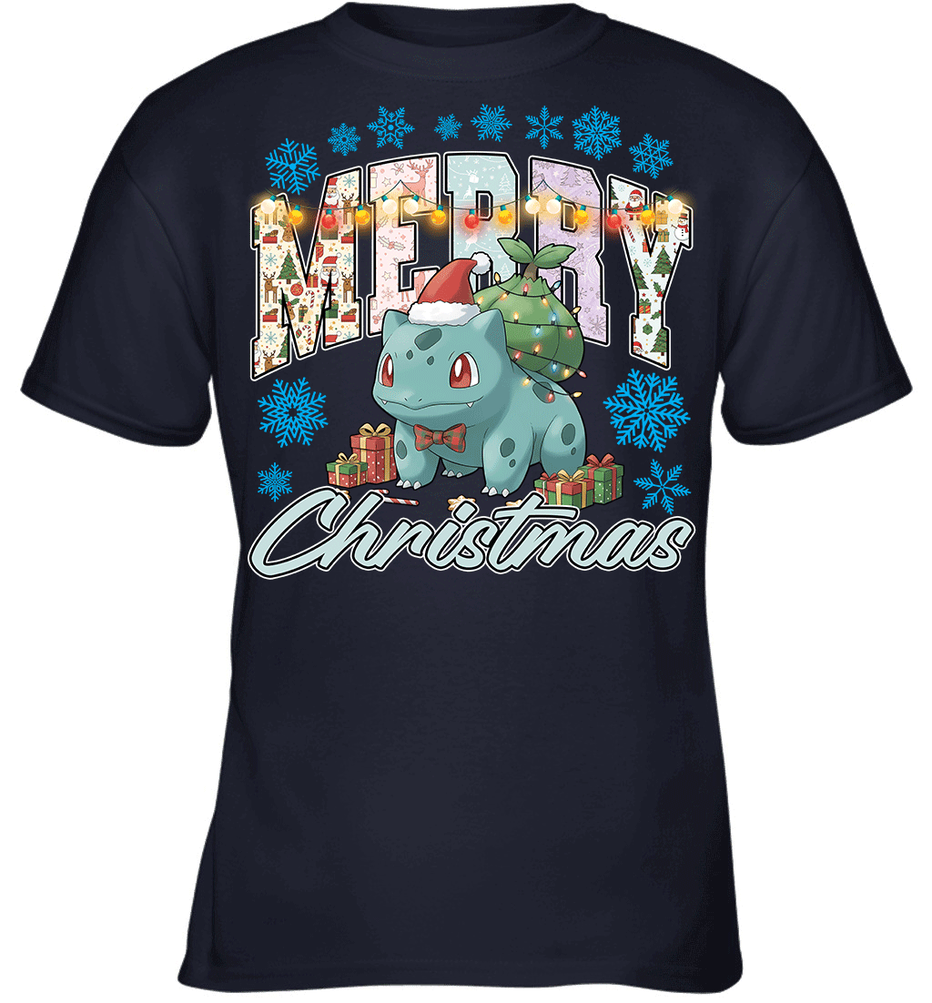 Bulbasaur Lights & Gifts Merry Christmas Graphic T-shirt