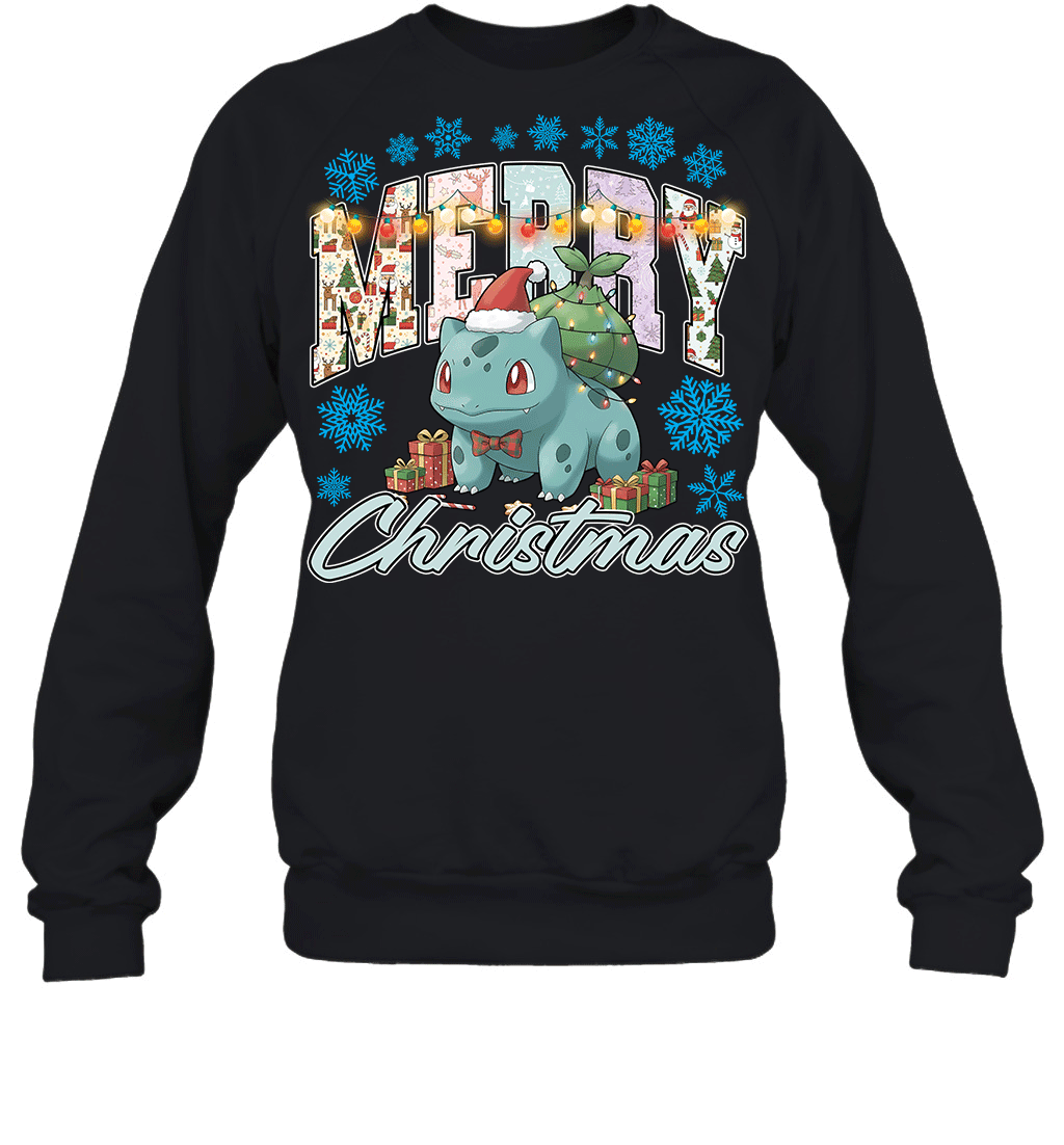 Bulbasaur Lights & Gifts Merry Christmas Graphic T-shirt