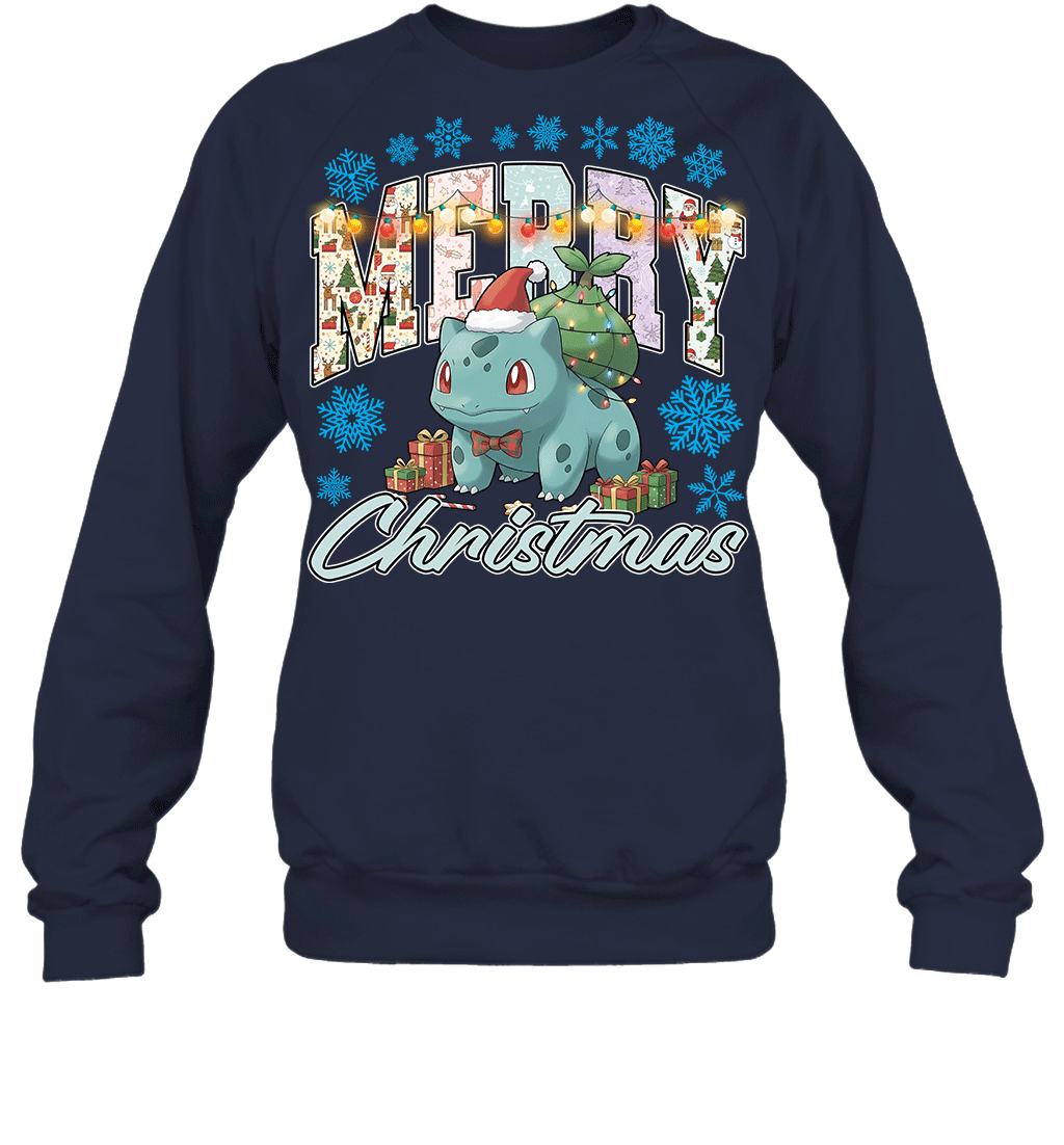 Bulbasaur Lights & Gifts Merry Christmas Graphic T-shirt