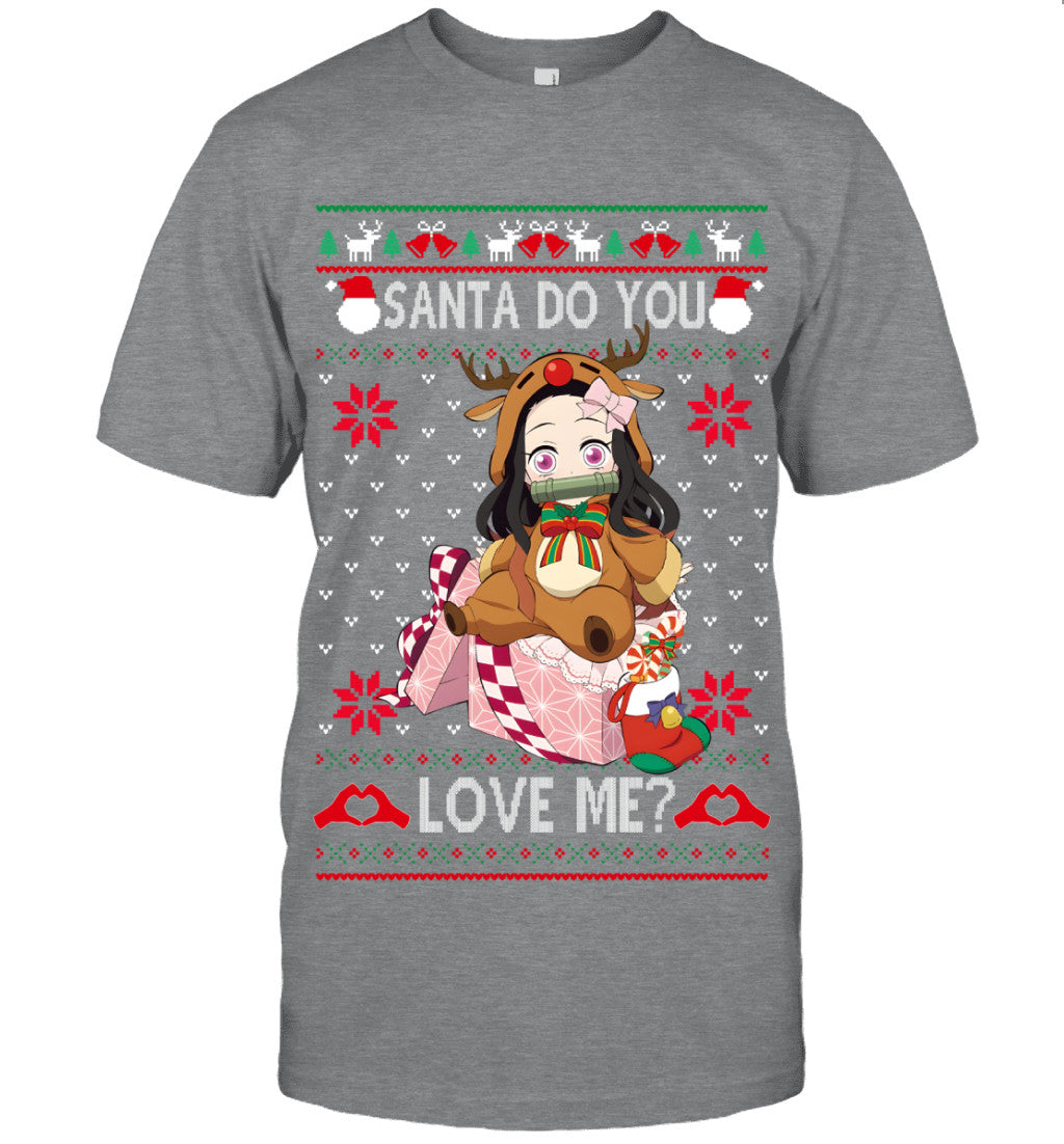 Nezuko Kamado Demon Slayer Santa Do You Love Me Ugly Christmas T-Shirt