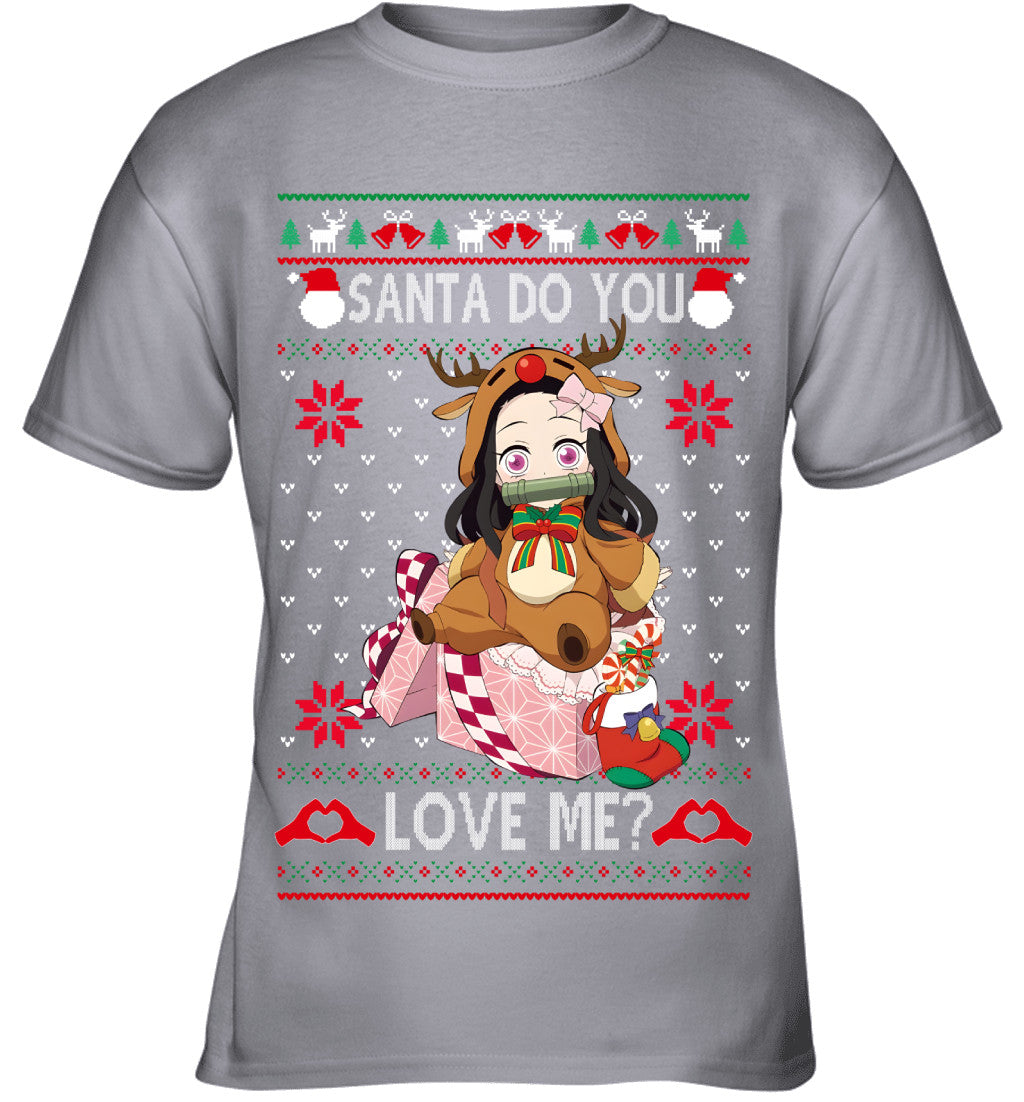 Nezuko Kamado Demon Slayer Santa Do You Love Me Ugly Christmas T-Shirt