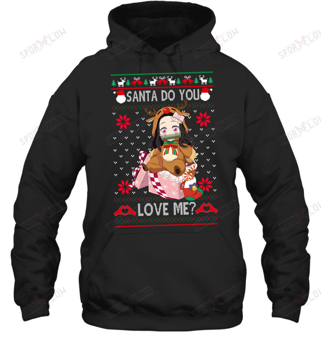 Nezuko Kamado Demon Slayer Santa Do You Love Me Ugly Christmas T-Shirt
