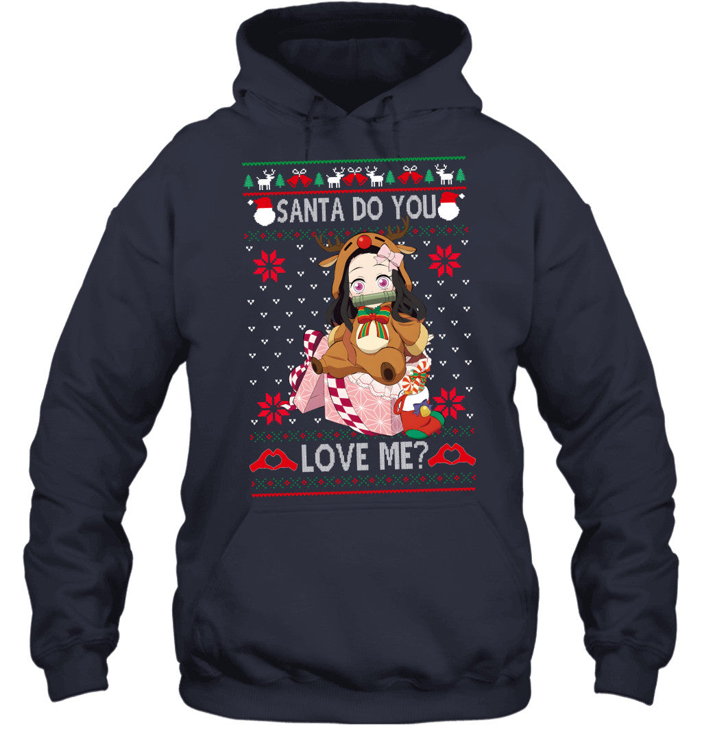 Nezuko Kamado Demon Slayer Santa Do You Love Me Ugly Christmas T-Shirt