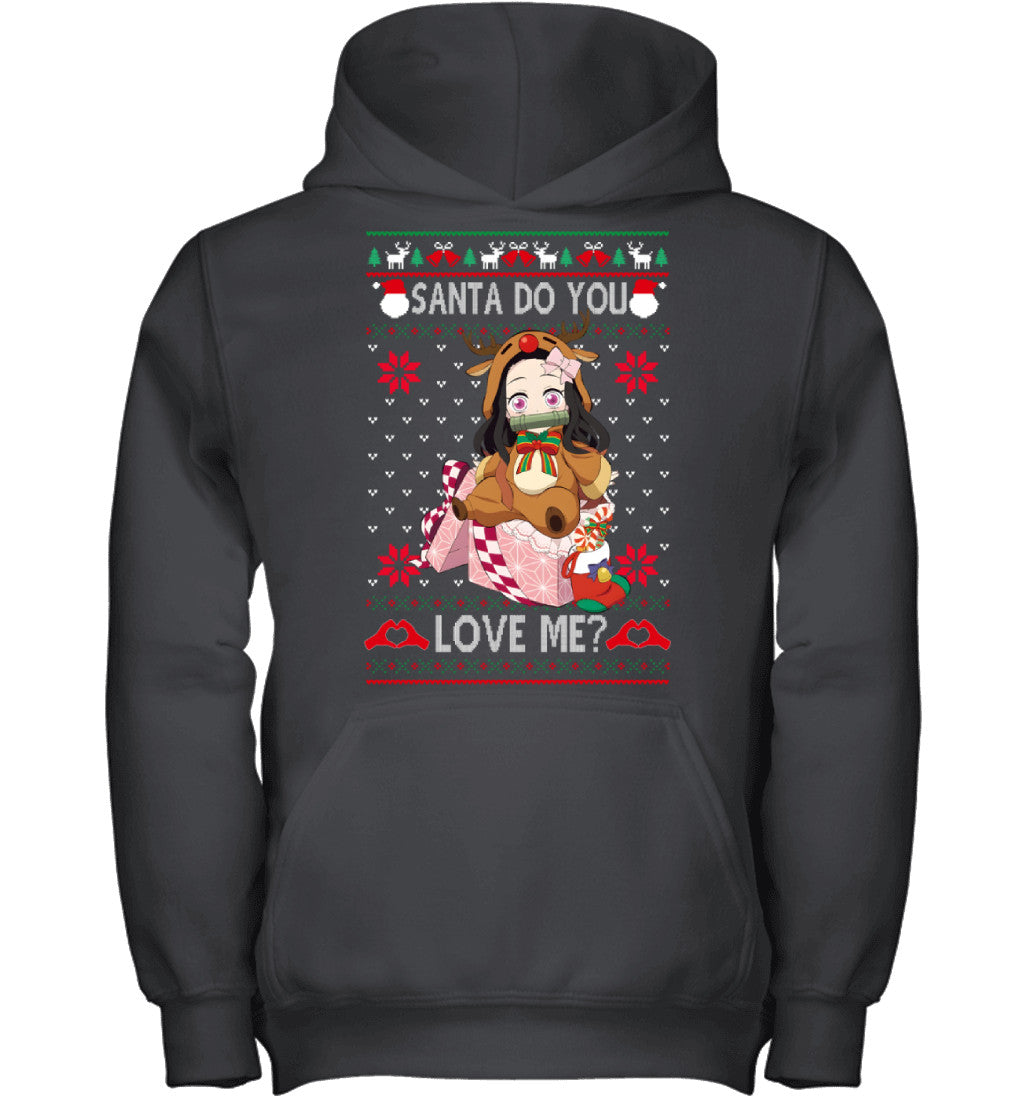 Nezuko Kamado Demon Slayer Santa Do You Love Me Ugly Christmas T-Shirt