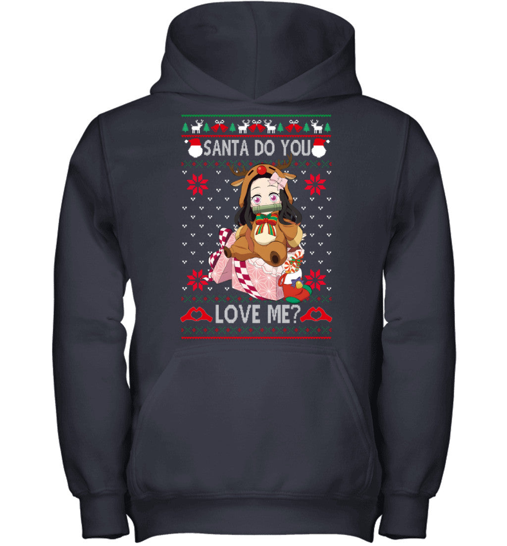 Nezuko Kamado Demon Slayer Santa Do You Love Me Ugly Christmas T-Shirt